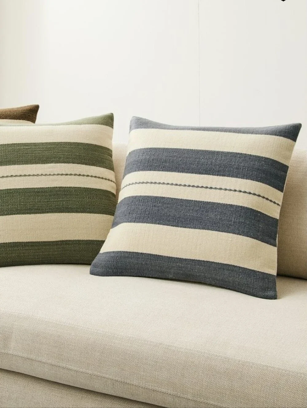 NWT Two Wool Stripe Pillow Covers  20x20, Graphite